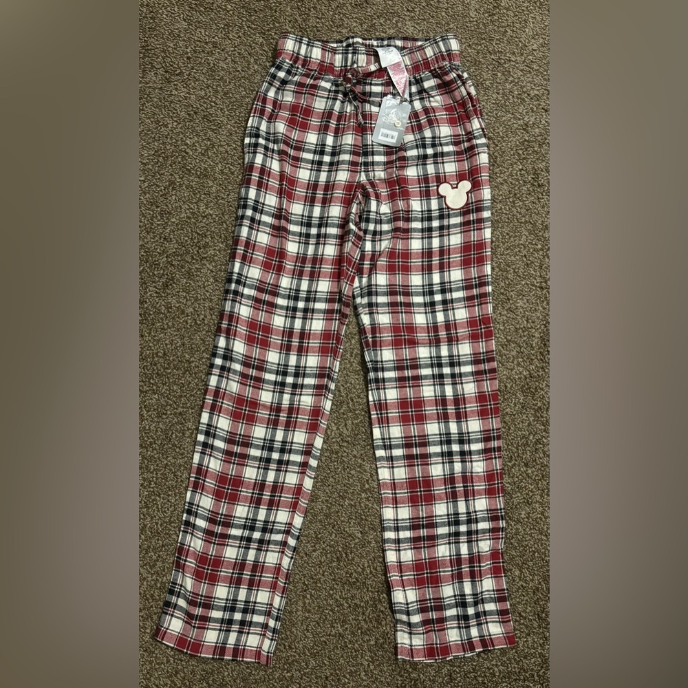 Disney Parks  Red White Black Plaid Flannel
Crop Sleep Lounge Pants Size XS NWT